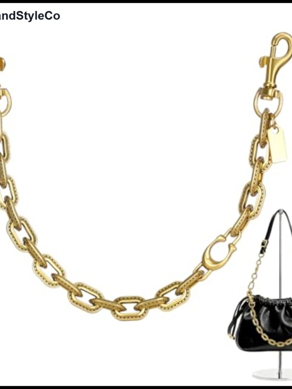 Gold Bag Charm Extender Chain Purse Accessory Metal Clip-On